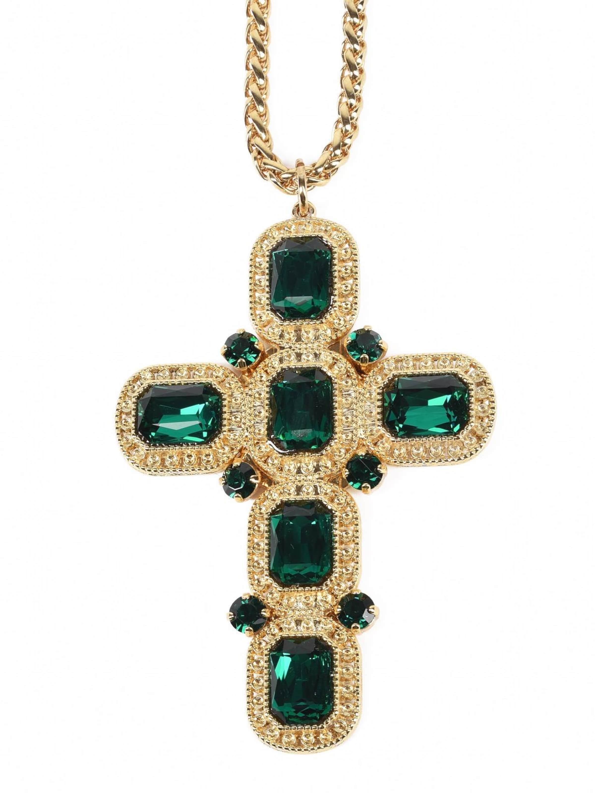 Addicted2 Ketting 'Artemide Gold Plated Necklace With Emerald Crystals' in Goud