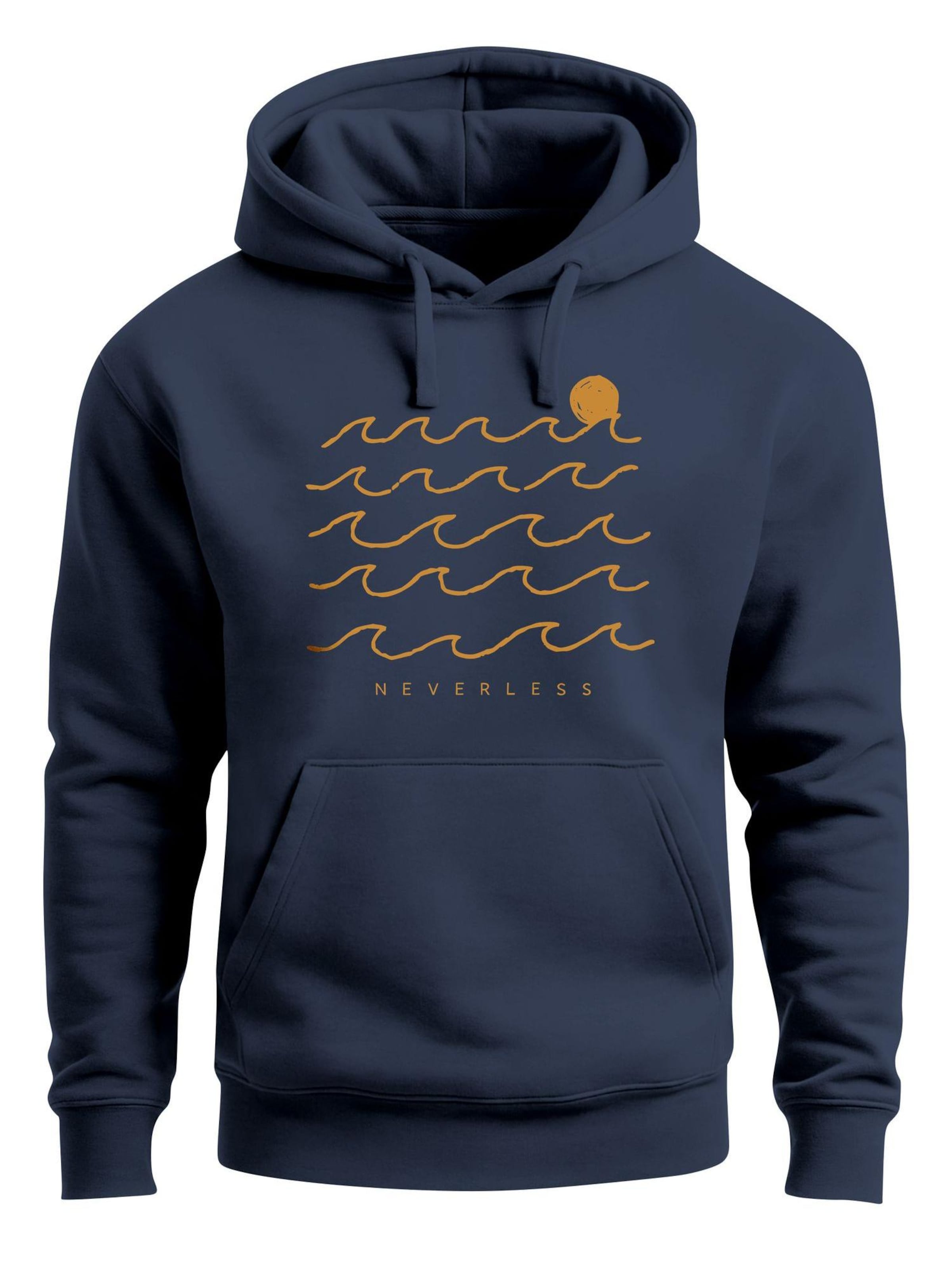 Neverless Sweatshirt 'Wellen Sonne' in Blue: front