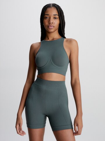 Calvin Klein Sport Medium Support Sports Bra in Green: front