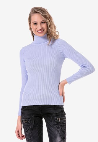 CIPO & BAXX Rollkragenpullover mit dezentem Strickmuster in Blau