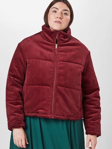 Urban Classics Between-season jacket 'Corduroy Puffer Jacket' in Red: front