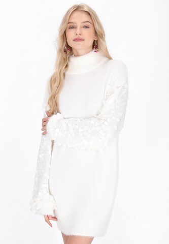 Robes en maille IZIA en blanc : devant