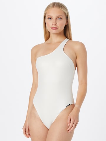 Calvin Klein Swimwear Bralette Swimsuit in White: front