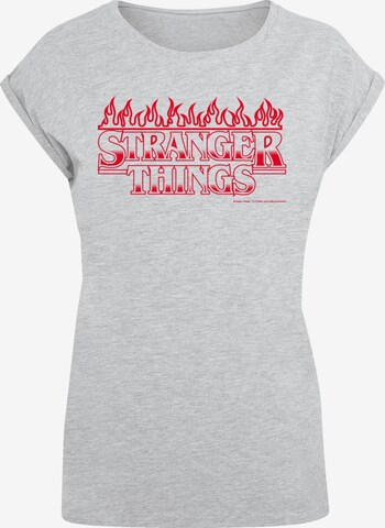 F4NT4STIC Shirt 'Stranger Things Flames Netflix TV Series' in Grey: front