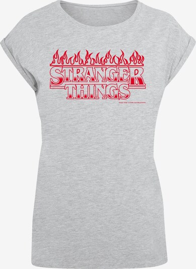 F4NT4STIC T-shirt 'Stranger Things Flames Netflix TV Series' en gris chiné / rouge sang, Vue avec produit
