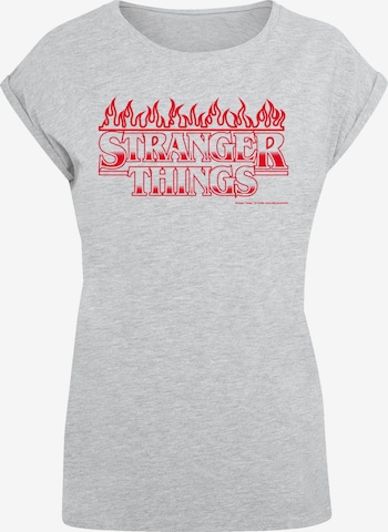 F4NT4STIC Shirt 'Stranger Things Flames Netflix TV Series' in Grijs: voorkant