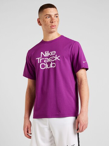 NIKE Функциональная футболка 'Track Club' в Лиловый: спереди