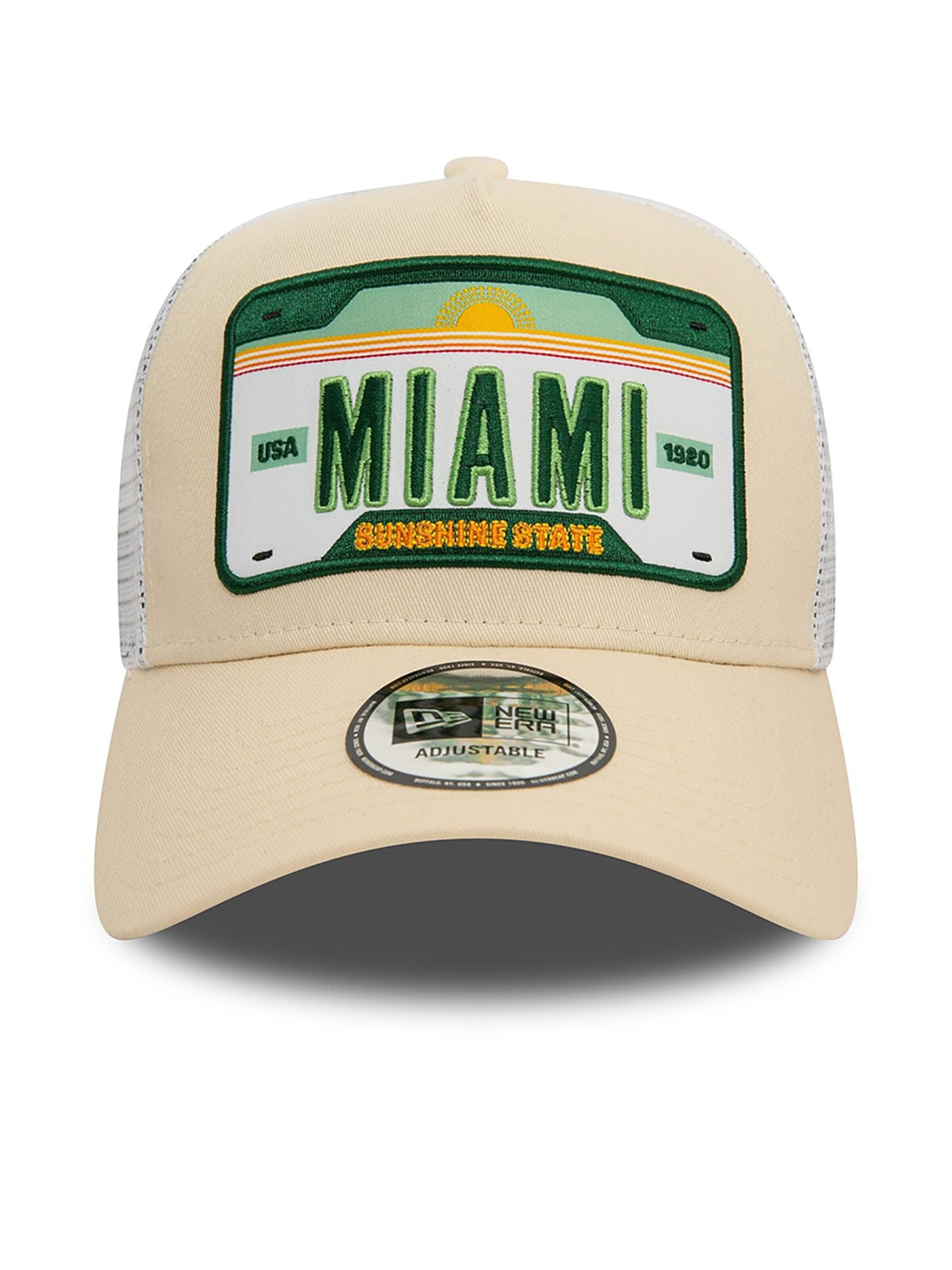 NEW ERA Cap '9FORTY Trucker Miami Patch'‌‌‌‌‌‌‌‌‌‌ in Beige: Vorderseite