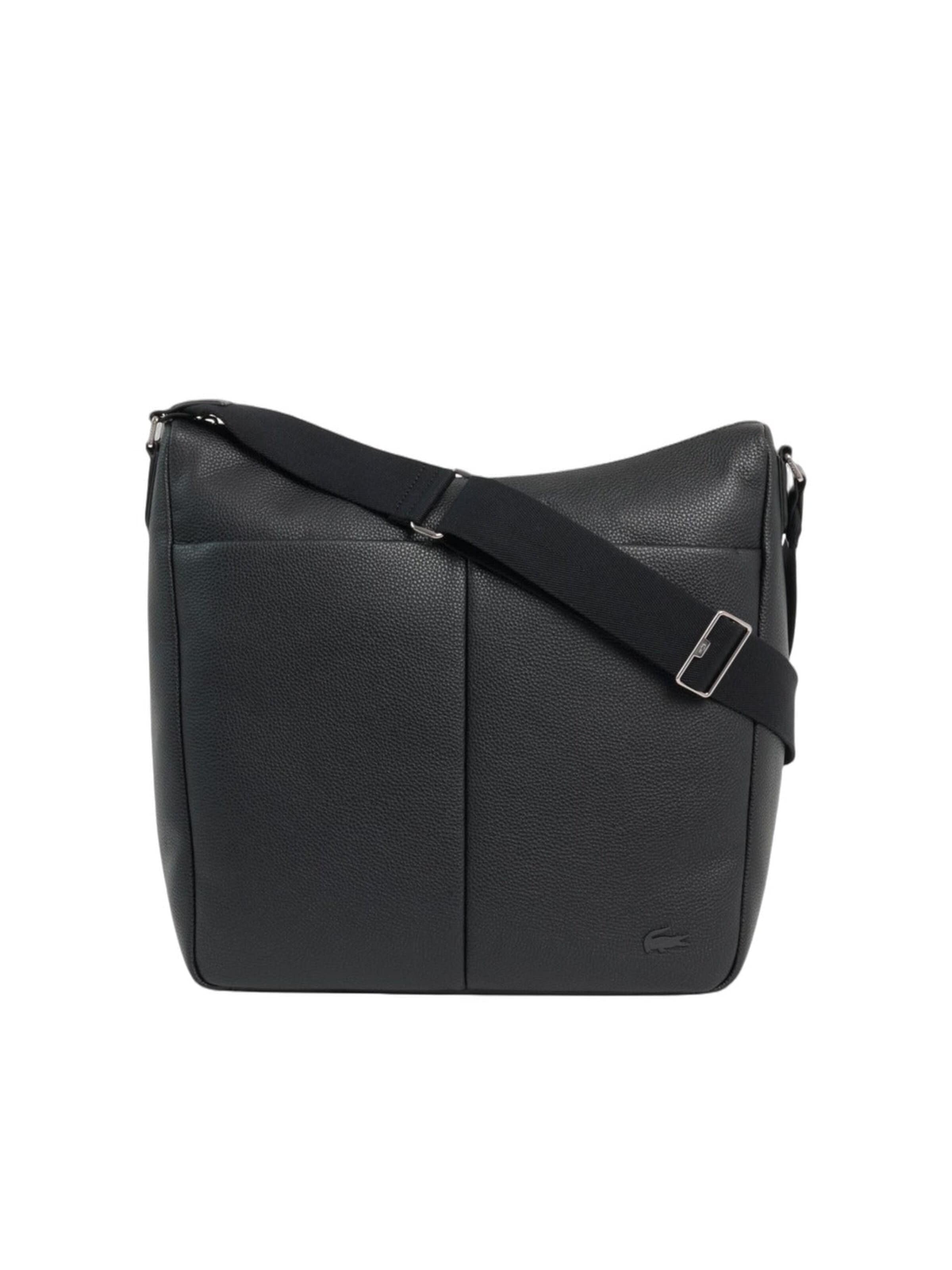 LACOSTE - Bolso de hombro en negro: frente