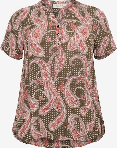 KAFFE CURVE Bluse 'Passa' in creme / dunkelgrün / koralle / pfirsich / weiß, Produktansicht