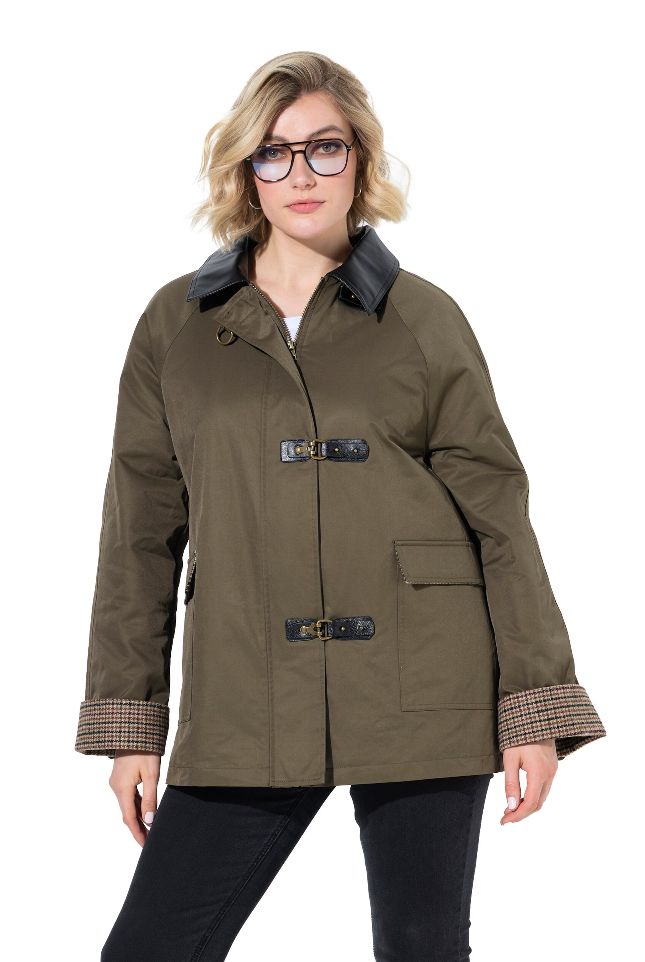 Ulla Popken Weatherproof jacket in Green: front