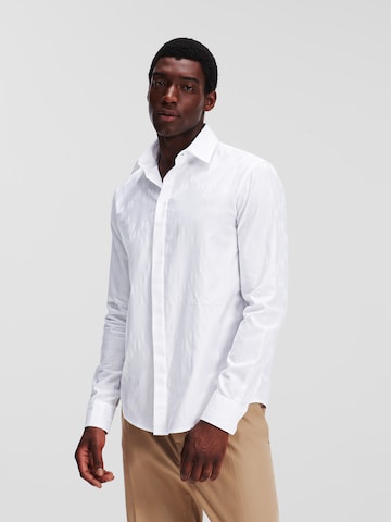 Karl Lagerfeld Regular fit Button Up Shirt 'Monogram Diamond' in White: front