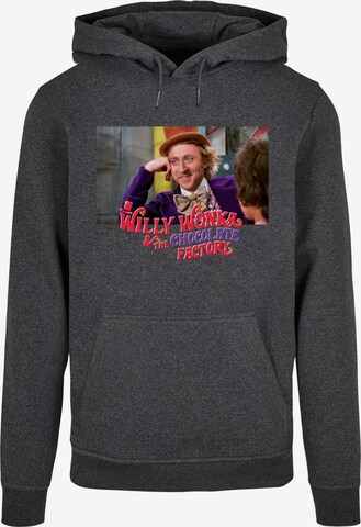 ABSOLUTE CULT Sweatshirt 'Willy Wonka And The Chocolate Factory - Condescending Wonka' in Grijs: voorkant