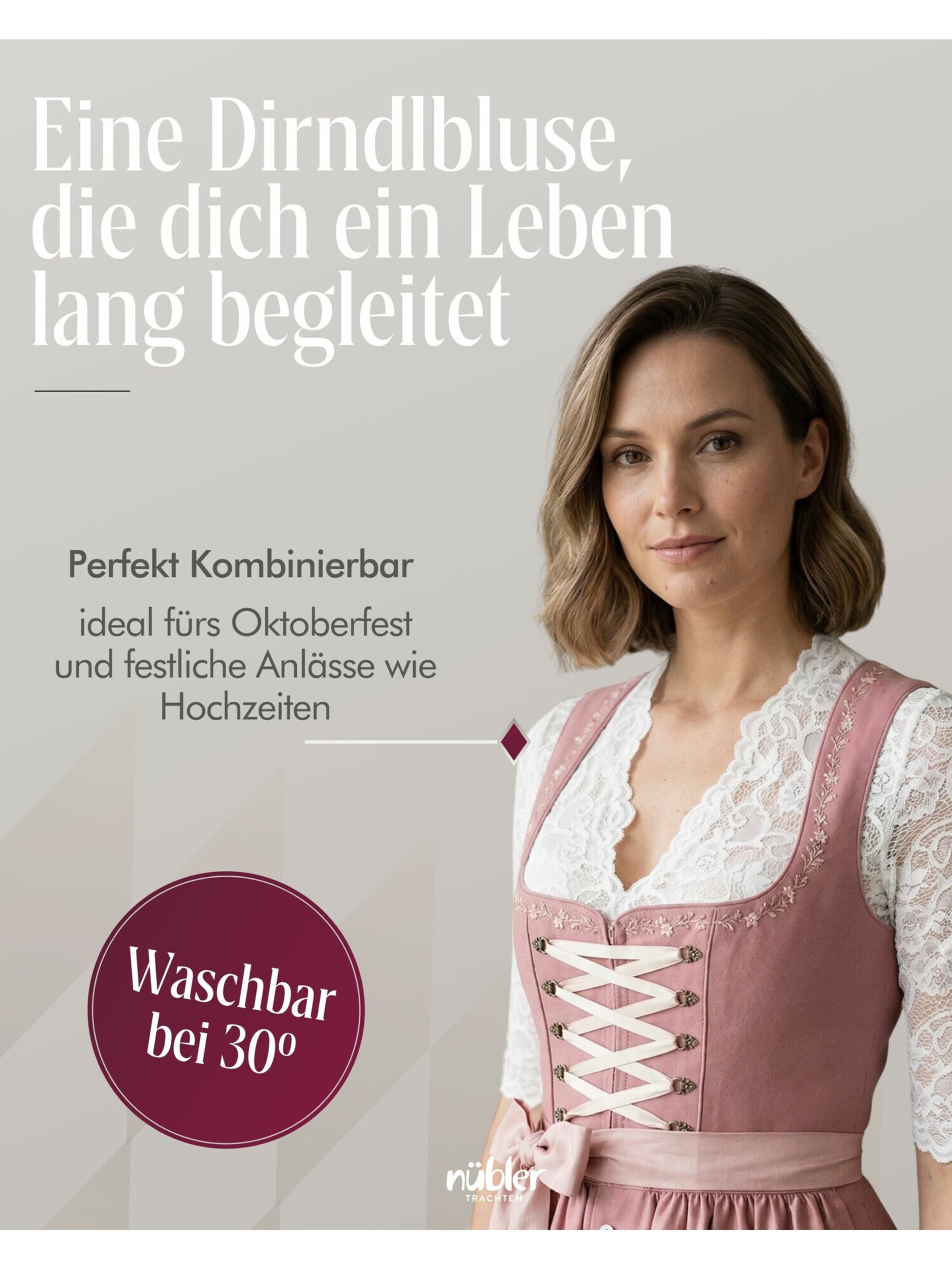 Trachtenhof Nübler Traditional Blouse 'Dirndlbluse kurzarm Gea' in White
