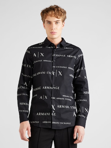 ARMANI EXCHANGE Klasický střih Košile – černá: přední strana
