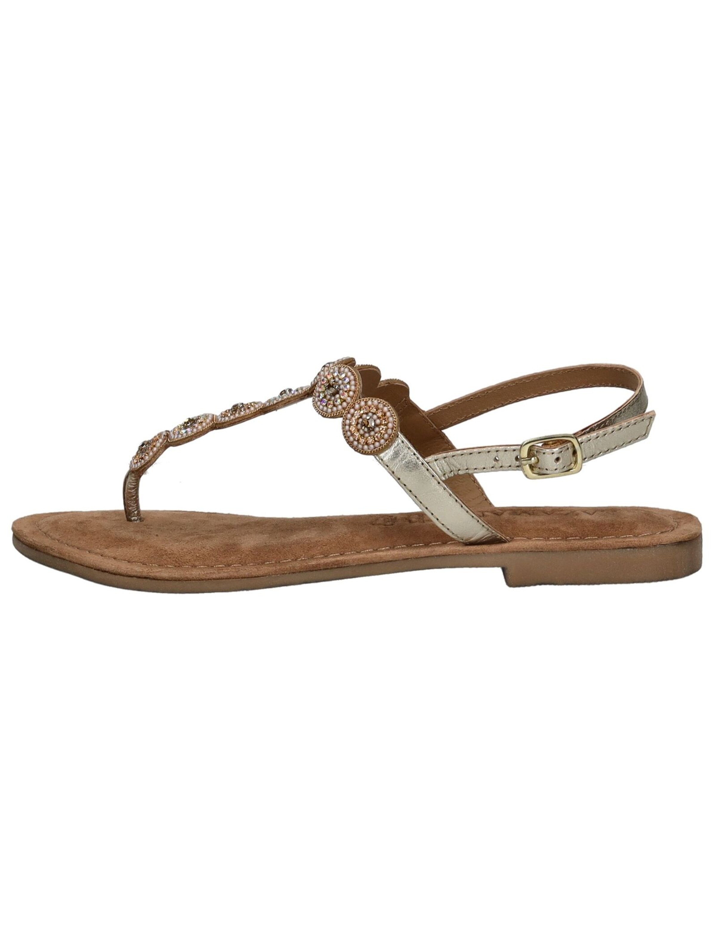 LAZAMANI T-Bar Sandals in Gold