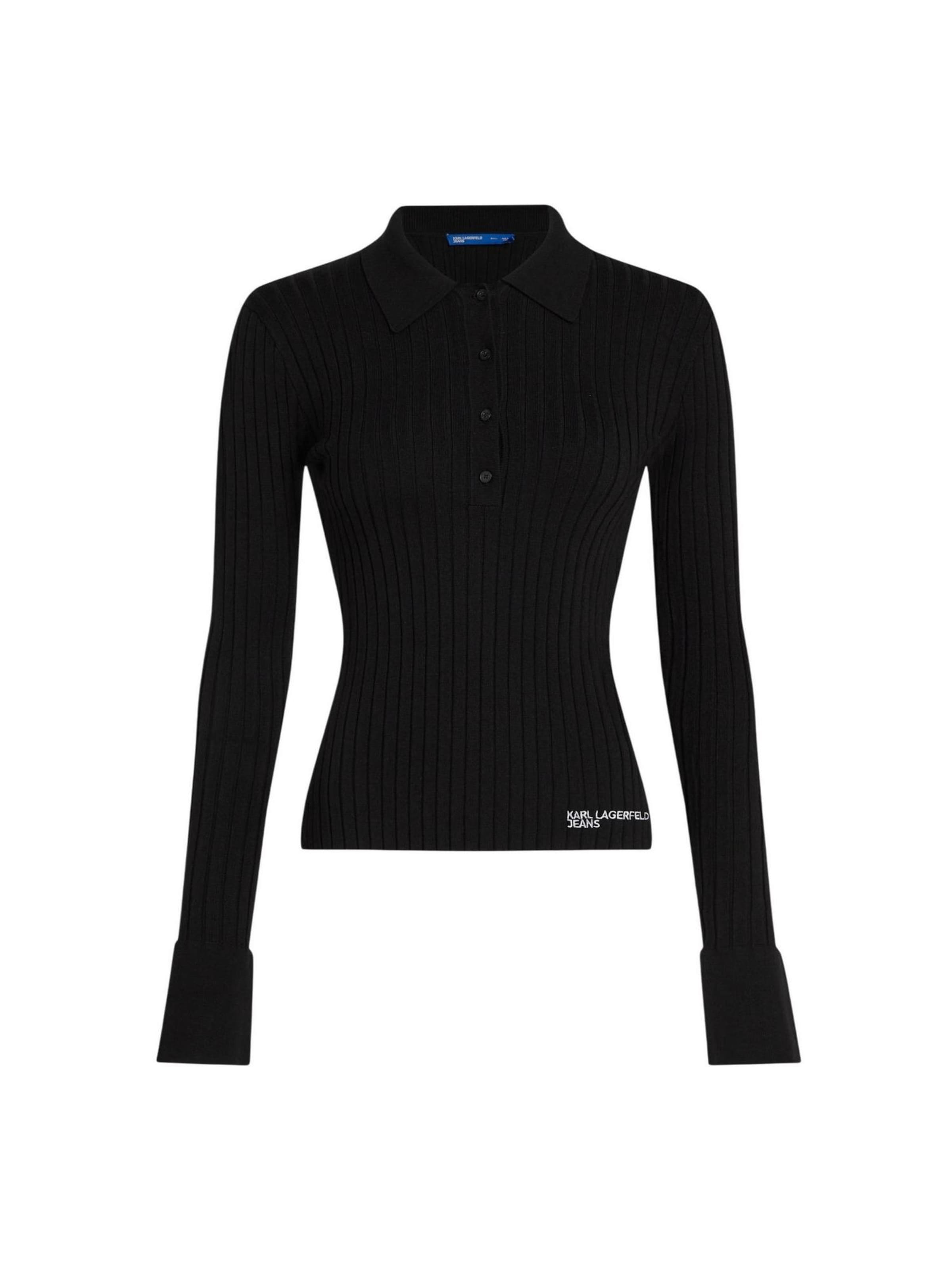 KARL LAGERFELD JEANS Sweater 'KLJ Ls Knitted Polo B1W18026' in Black