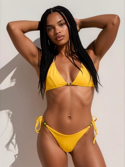 pan y mar Bikini 'Triangle Bikini with beads Set' en XS en moutarde, Vue avec produit