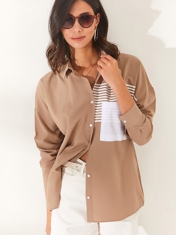 Camicia da donna di olalook in marrone: frontale