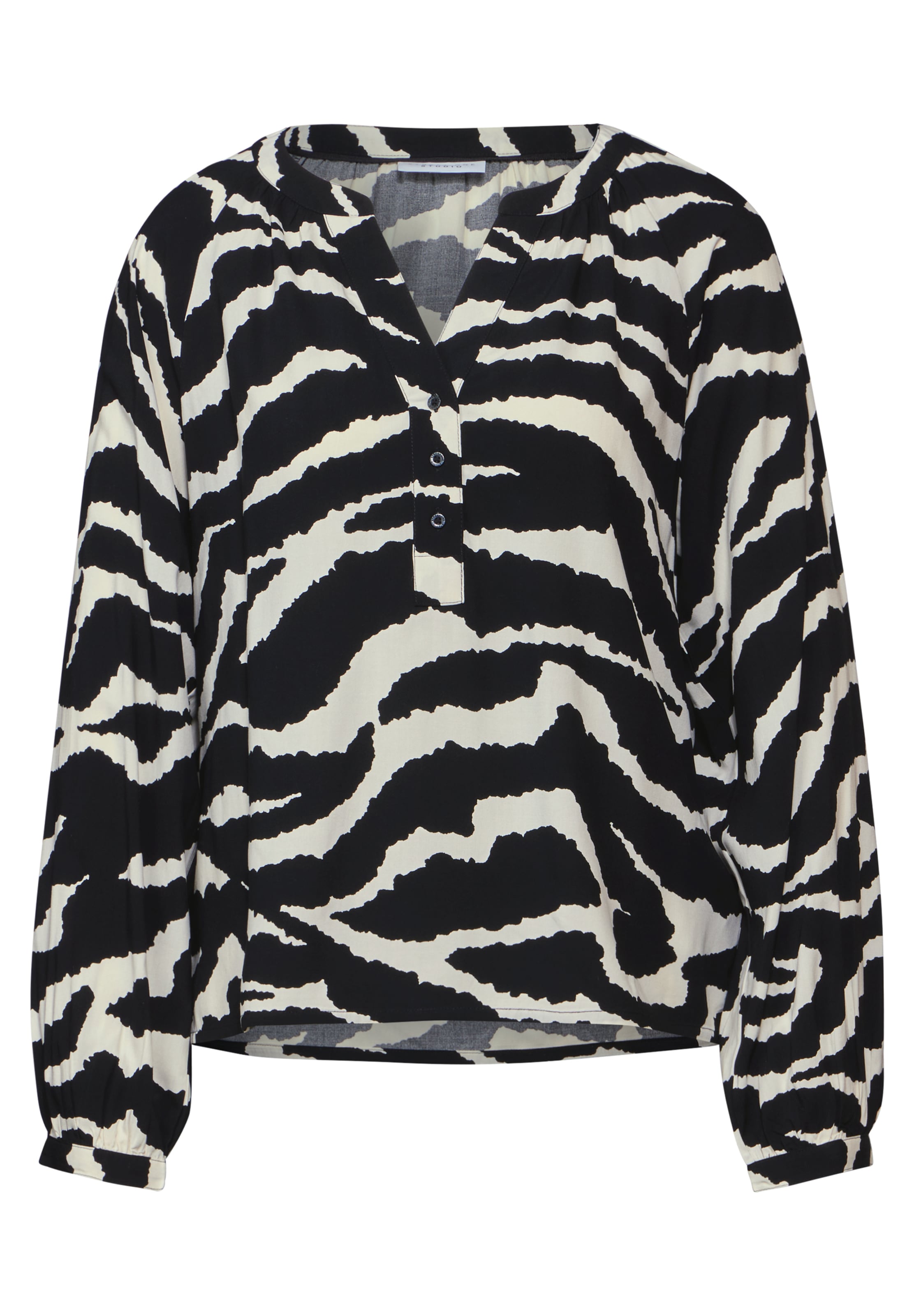 Street One Studio Gemusterte Raglan-Bluse in Grau: Vorderseite