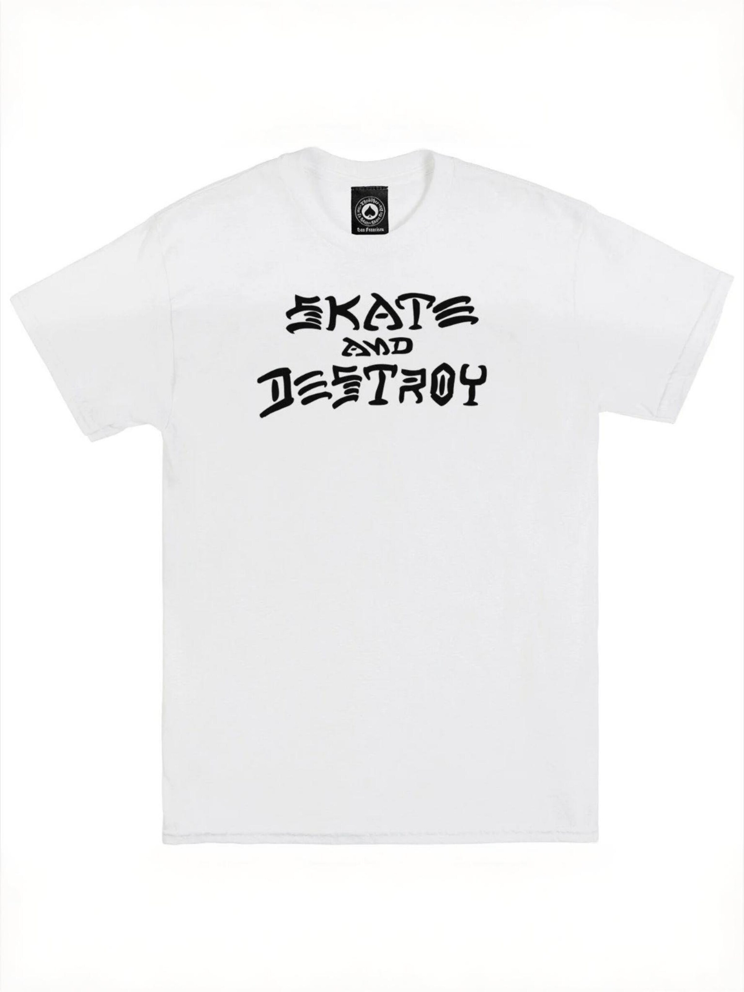 THRASHER Shirt 'SKATE AND DESTROY'‌‌‌ in Weiß: Vorderseite