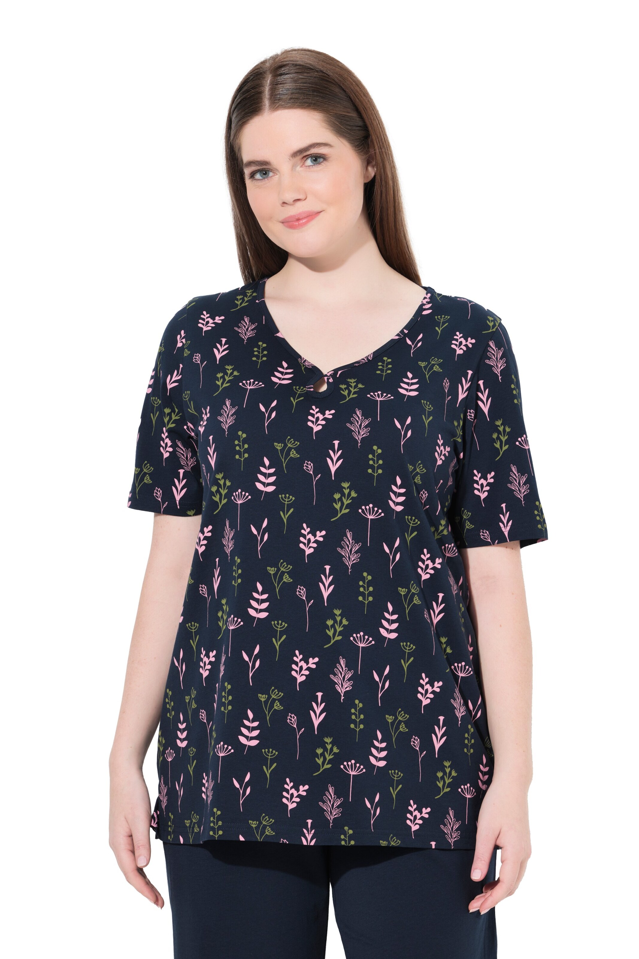 Ulla Popken Pyjamashirt in Blau: Vorderseite