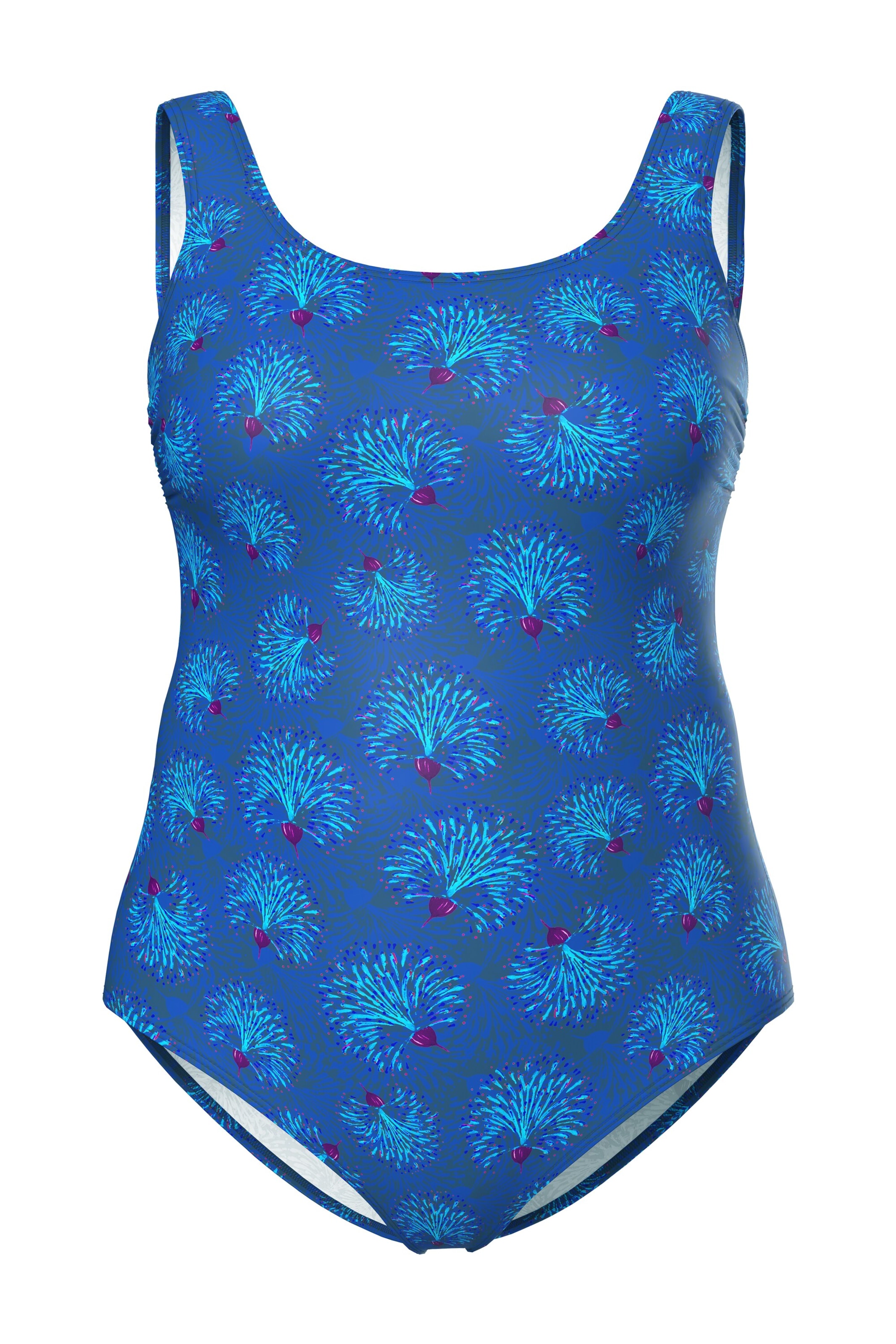 Ulla Popken Bustier Badpak in Blauw: voorkant
