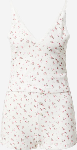 Nasty Gal Short Pajama Set in White: front