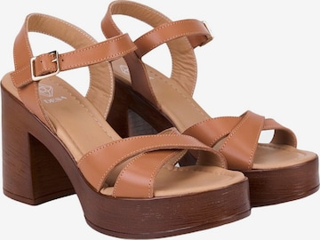 Desa Strap sandal 'Sandalen mit Blockabsatz' in Brown: front