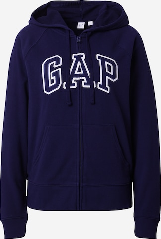 GAP - Sudadera con cremallera 'HERITAGE' en azul: frente