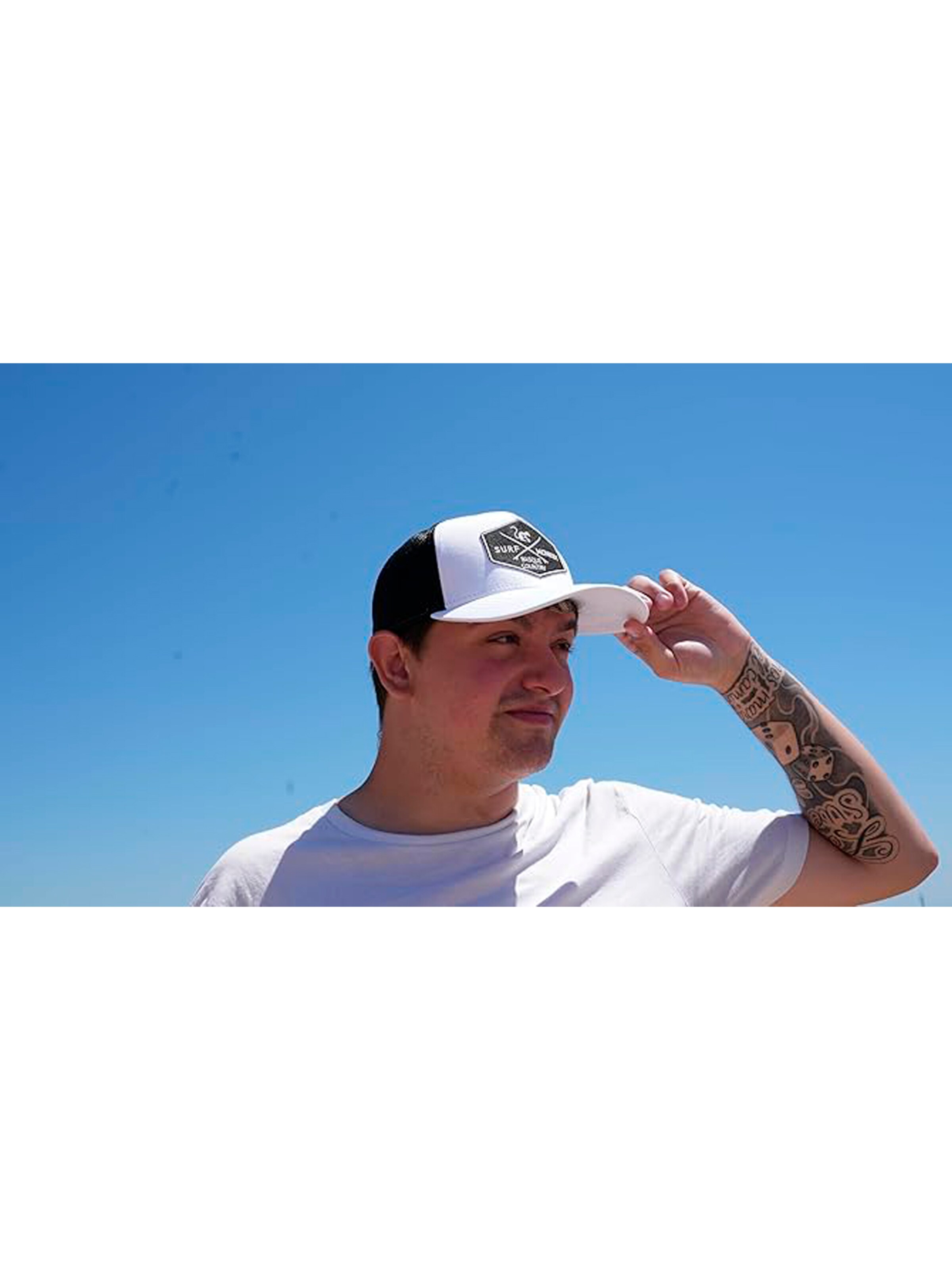 Surf Monkey Athletic Cap in White