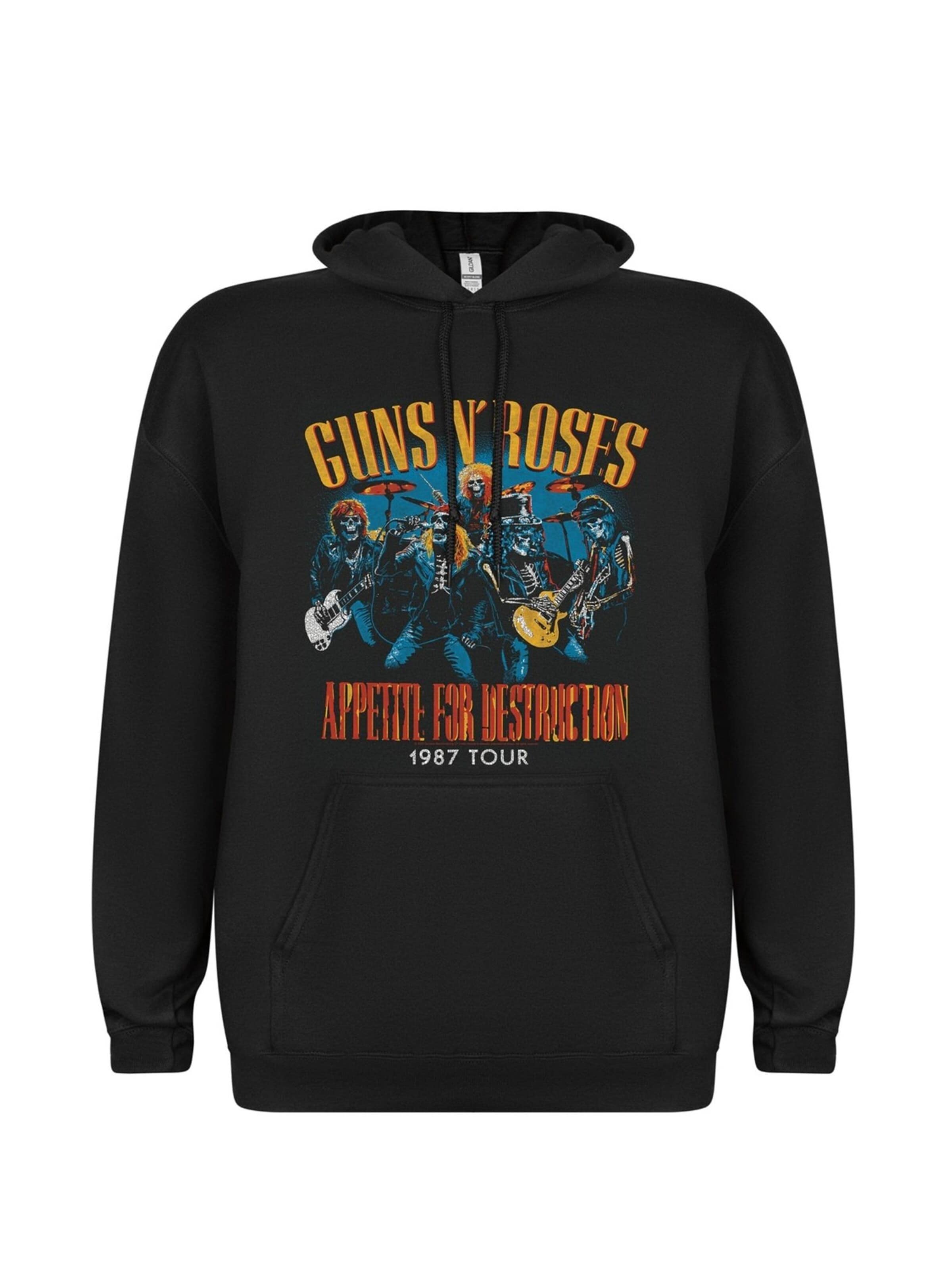 GUNS N' ROSES Sweatshirt 'Appetite for destruction live skulls 1987' in Black: front