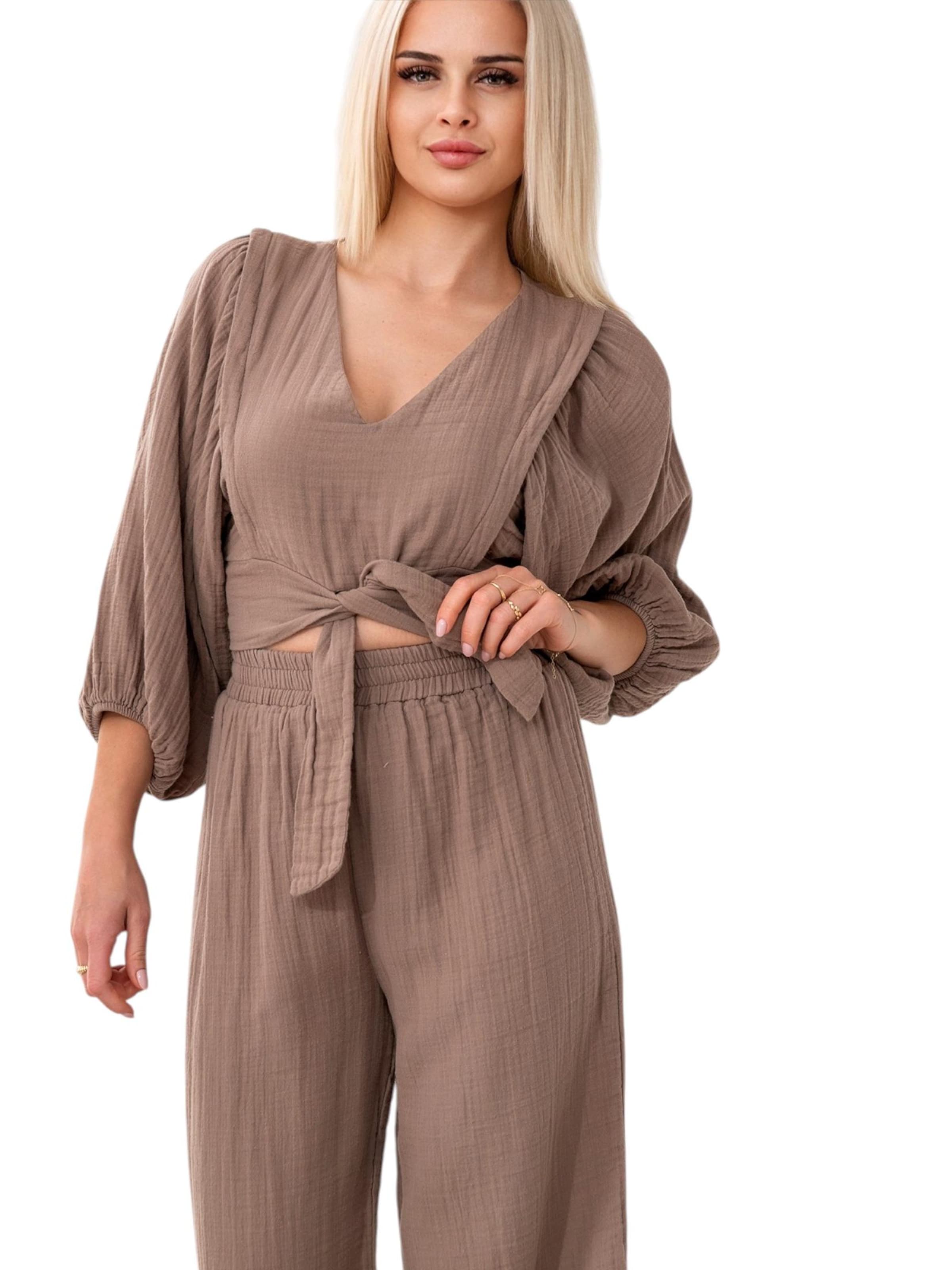 WENOR - Traje para estar en casa 'FLOWSET' en beige