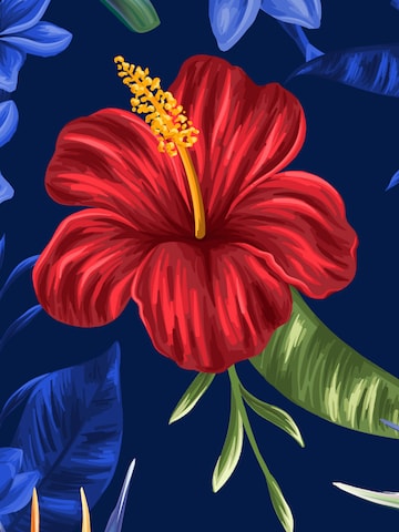 Hawaiihemdshop.de Regular fit Overhemd 'Flowerful Summer' in Blauw