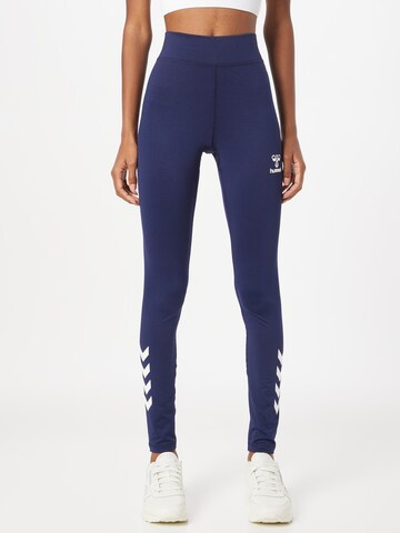 Hummel Skinny Workout Pants in Blue: front