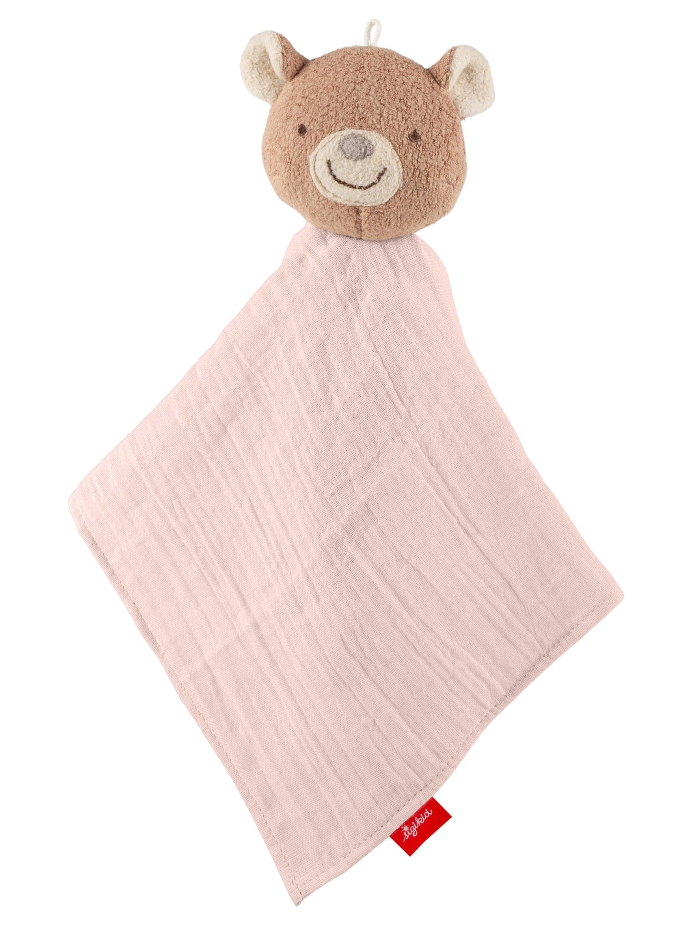 SIGIKID Stuffed animals 'Musselin Schnuffeltuch Bär sigibaby' in Pink: front