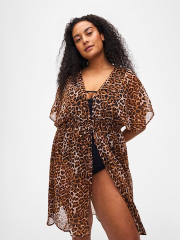 Swim by Zizzi Kimono 'SHUSI' in Brown