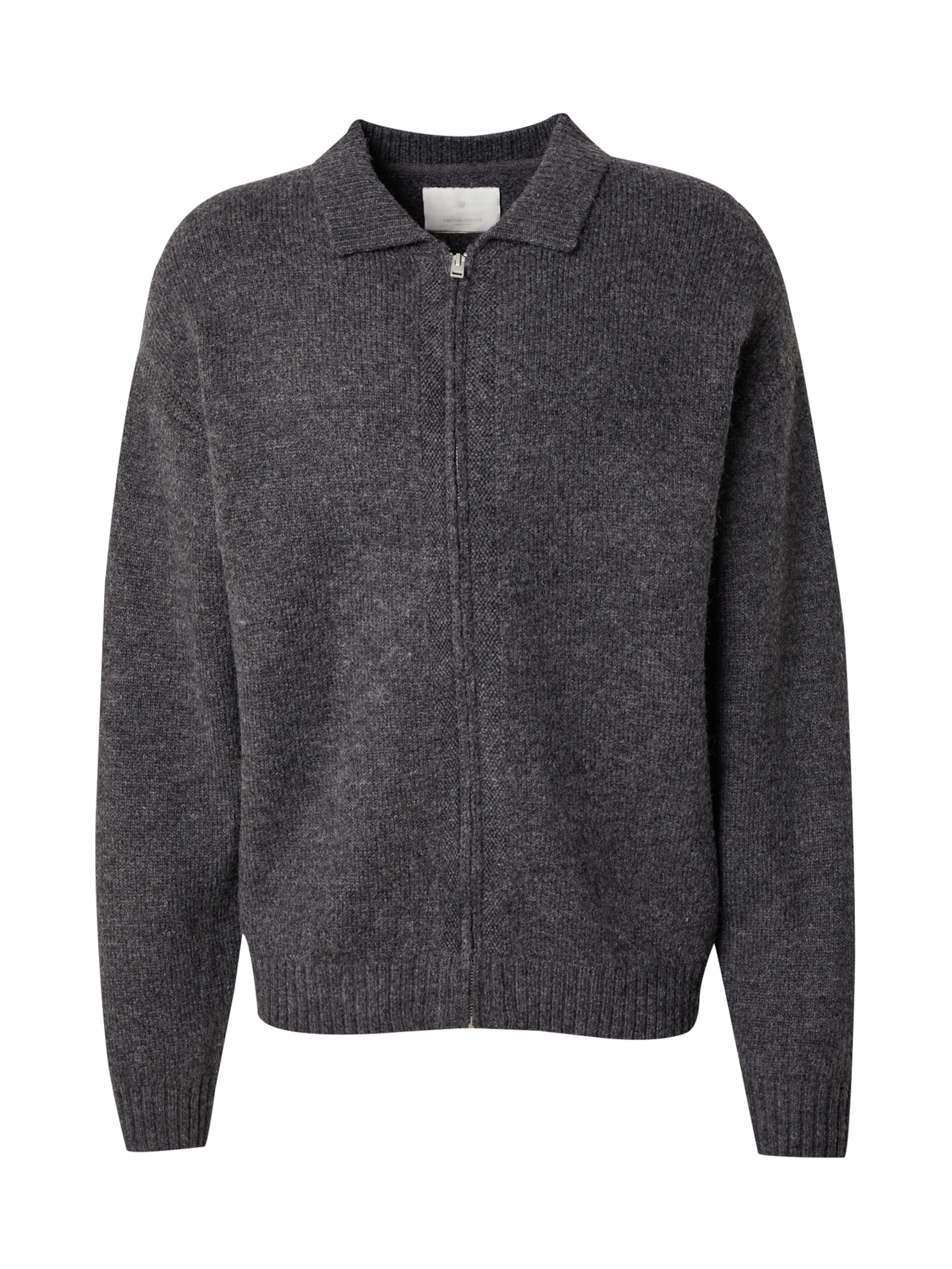 JACK & JONES Knit cardigan 'JPRCCFOX' in Grey: front