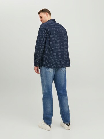 Jack & Jones Plus جينز مضبوط قميص بلون أزرق