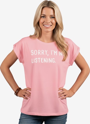 MAKAYA Shirt 'Not listening' in Pink: front