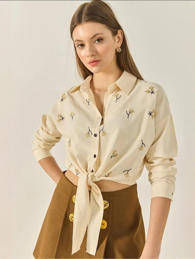 Bianco Lucci Bluse in L in honig / hellgelb / schwarz, Produktansicht