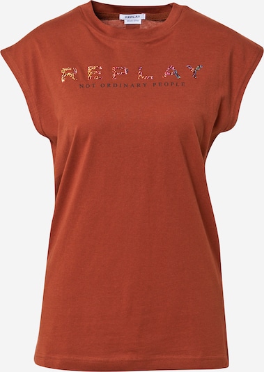 REPLAY T-shirt en rouille / or / rose foncé / noir, Vue avec produit