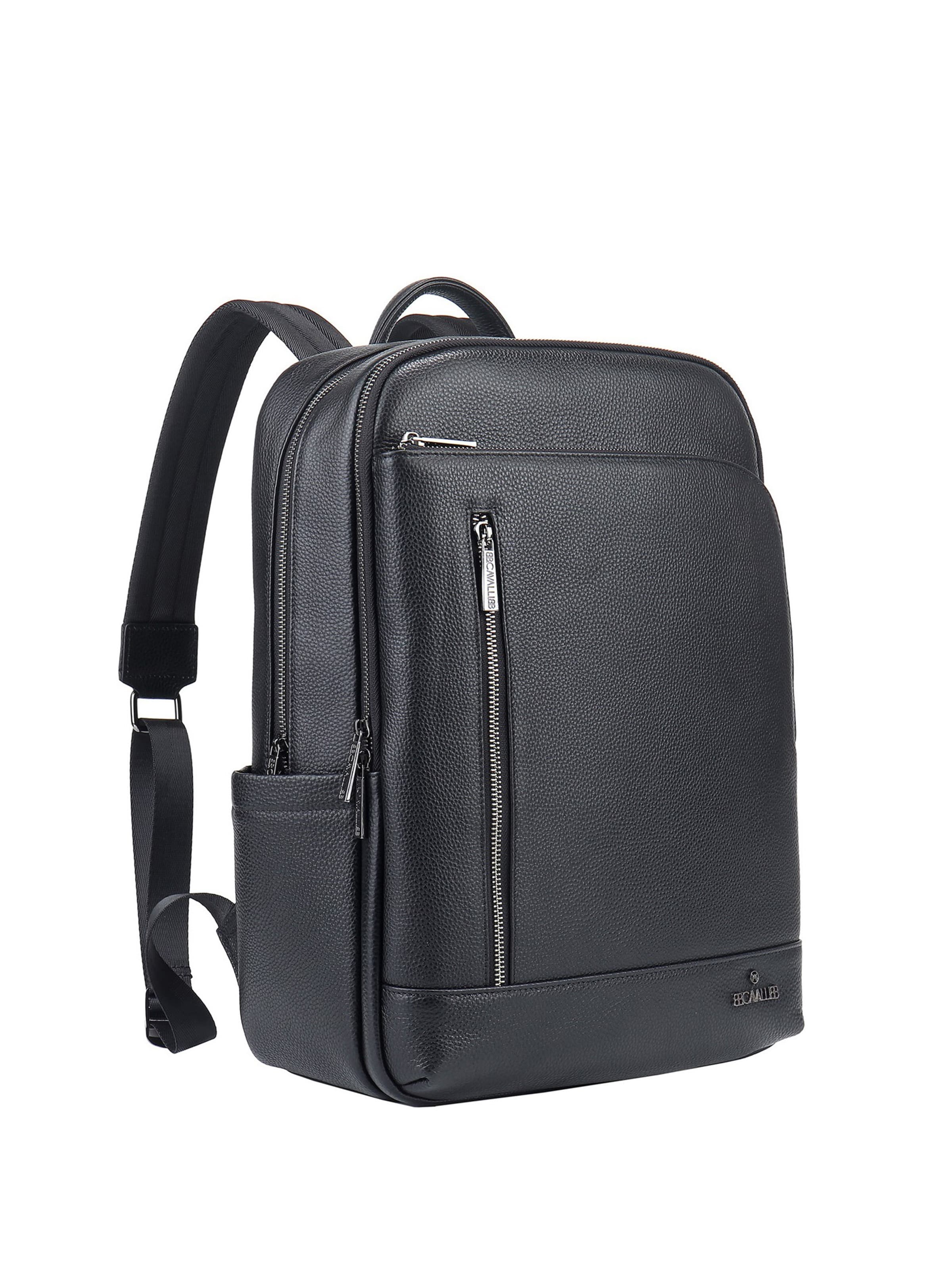 Zaino 'Zaino Unisex Vera Pelle B Cavalli - Chiusura Zip e Tasche Organizzate' di B. Cavalli in nero