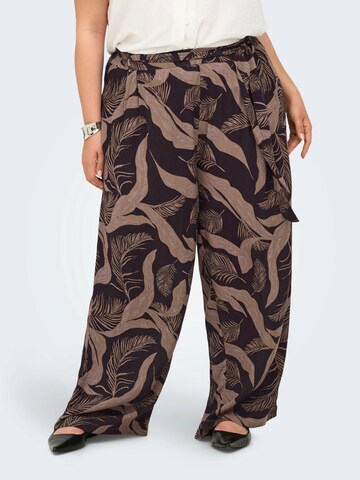 ONLY Carmakoma Wide leg Pleat-Front Pants 'CARVILMA' in Brown: front
