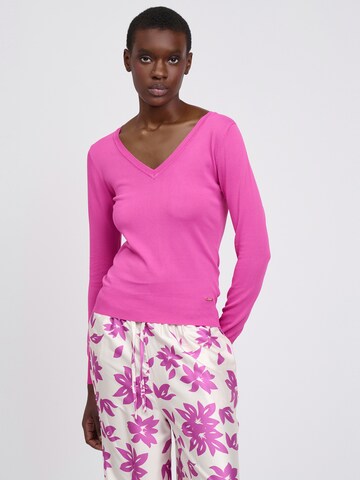 Influencer Pulóver - rózsaszín: elől