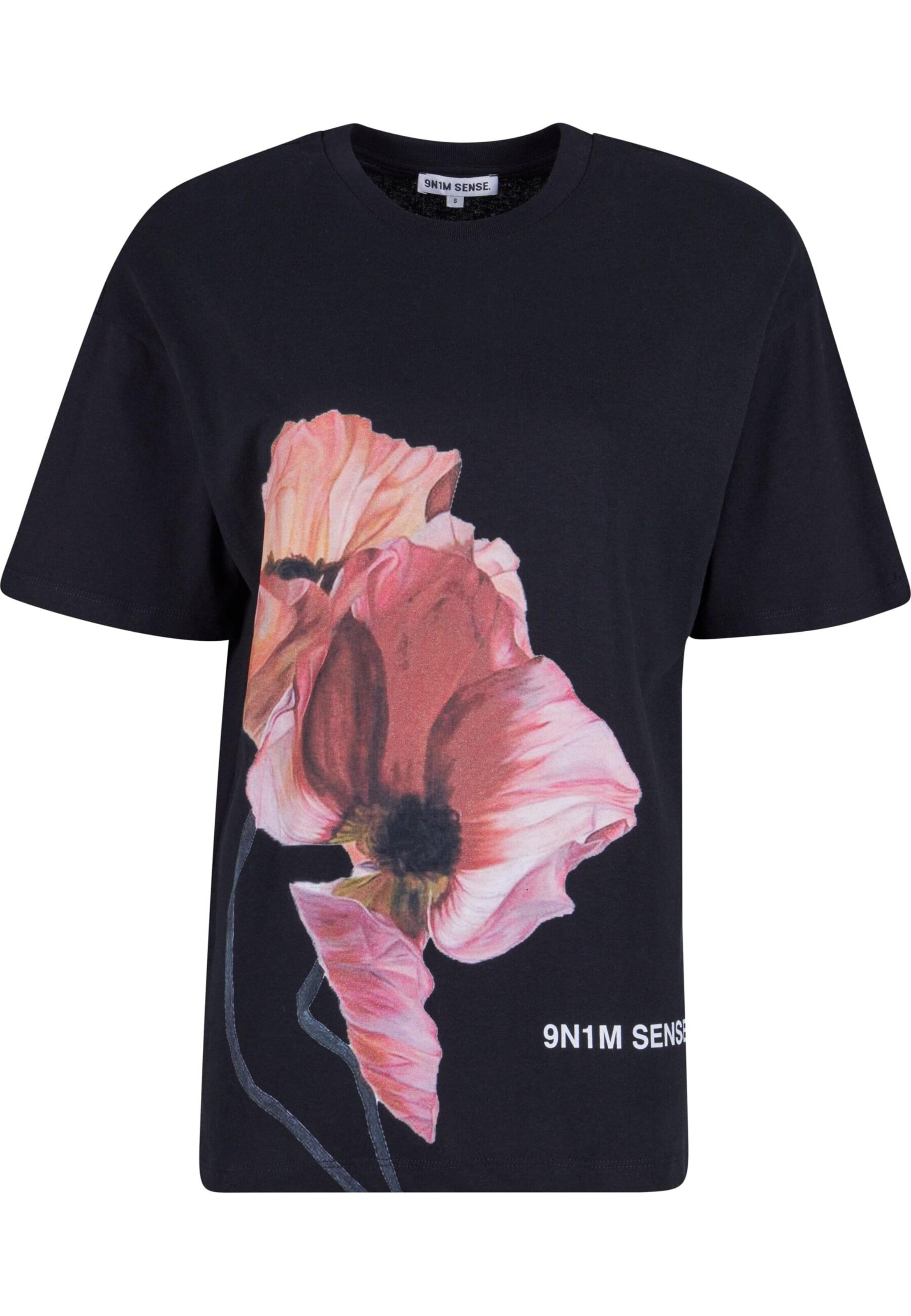 9N1M SENSE Shirt 'Flower 2' in Black: front