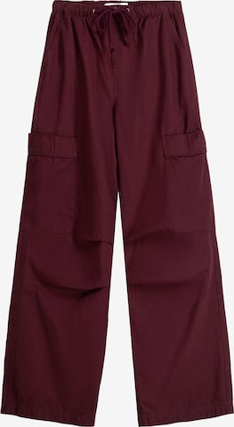 Wide Leg Pantalon cargo Bershka en rouge : devant