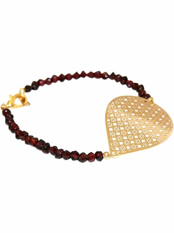Gemshine Armband 'Yoga Mandala und tiefe Granat Edelsteine' in Goud