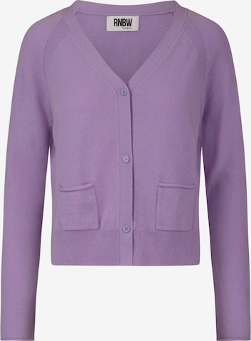Rainbow Cashmere Knit Cardigan in Purple: front
