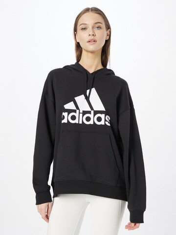 melns ADIDAS SPORTSWEAR Sportiska tipa džemperis 'Essentials Big Logo French Terry': no priekšpuses
